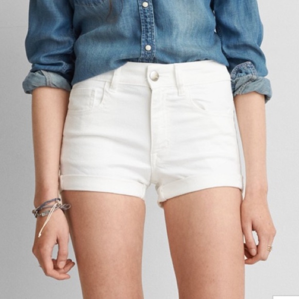 White High Rise AE Jean Shorts